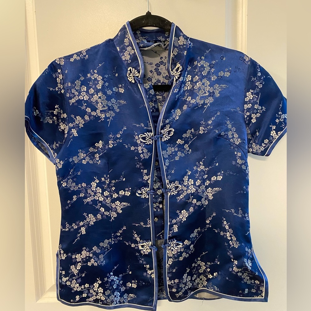 Women’s Laogudai Satin Blouse Shirt Blue